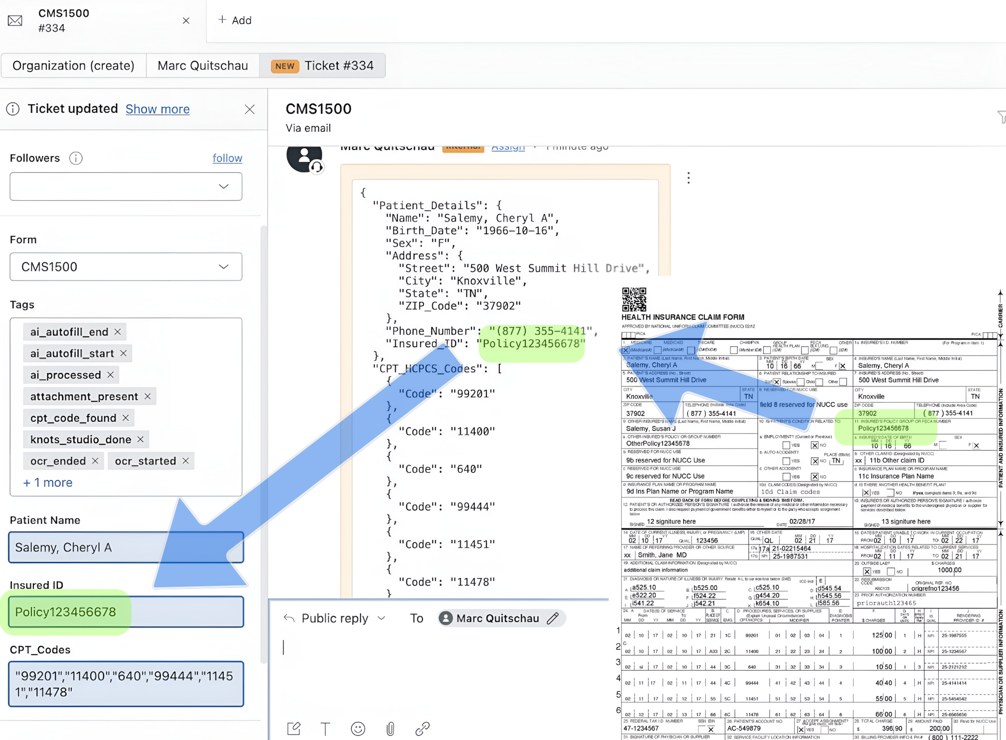 Screenshot: From image to text to fields via AI Autofill